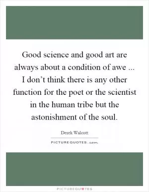 Good science and good art are always about a condition of awe ... I don’t think there is any other function for the poet or the scientist in the human tribe but the astonishment of the soul Picture Quote #1