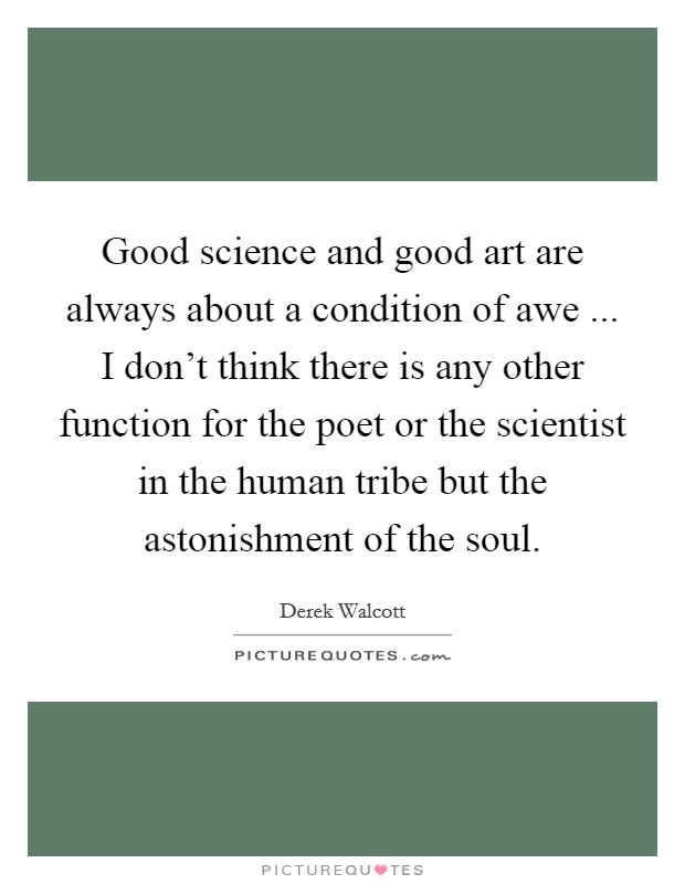Good science and good art are always about a condition of awe ... I don't think there is any other function for the poet or the scientist in the human tribe but the astonishment of the soul. Picture Quote #1