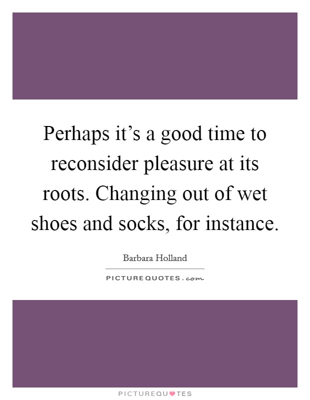 Perhaps it's a good time to reconsider pleasure at its roots. Changing out of wet shoes and socks, for instance. Picture Quote #1