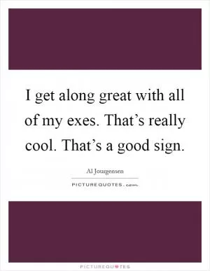 I get along great with all of my exes. That’s really cool. That’s a good sign Picture Quote #1