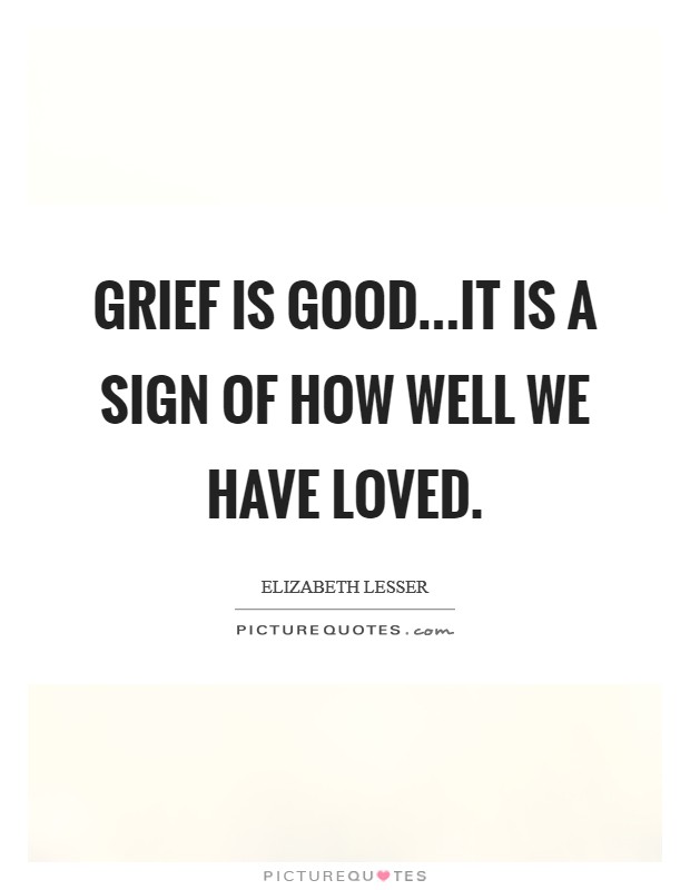 Grief is good...it is a sign of how well we have loved. Picture Quote #1