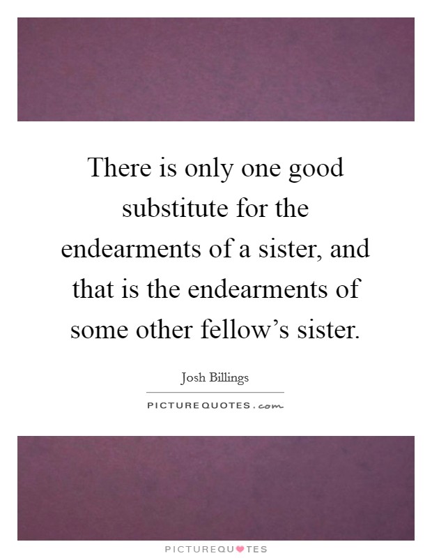 There is only one good substitute for the endearments of a sister, and that is the endearments of some other fellow's sister. Picture Quote #1