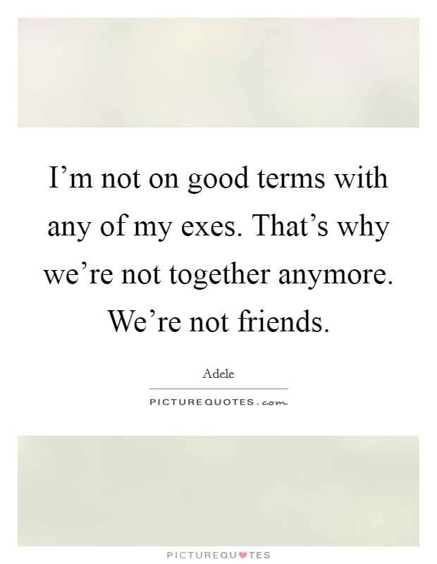 I'm not on good terms with any of my exes. That's why we're not together anymore. We're not friends. Picture Quote #1