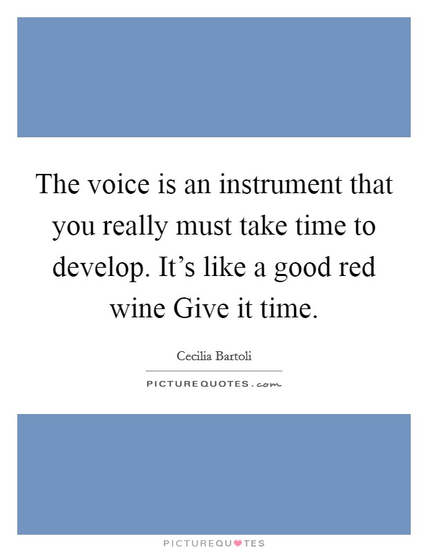 The voice is an instrument that you really must take time to develop. It's like a good red wine Give it time. Picture Quote #1