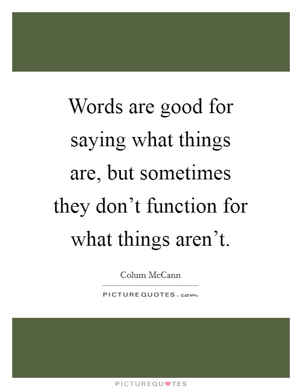 Words are good for saying what things are, but sometimes they don't function for what things aren't. Picture Quote #1