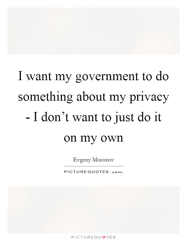 I want my government to do something about my privacy - I don't want to just do it on my own Picture Quote #1