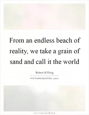 From an endless beach of reality, we take a grain of sand and call it the world Picture Quote #1