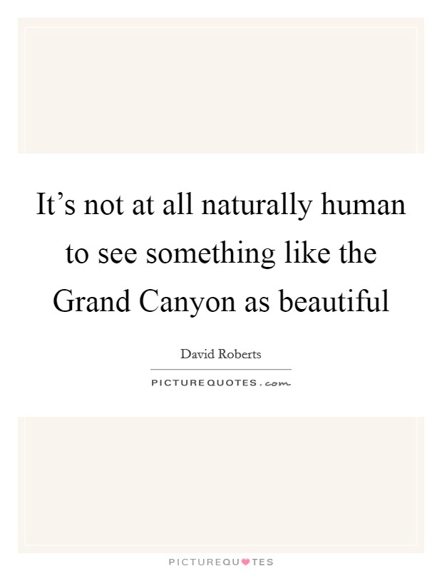 It's not at all naturally human to see something like the Grand Canyon as beautiful Picture Quote #1