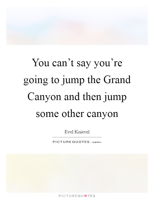 You can't say you're going to jump the Grand Canyon and then jump some other canyon Picture Quote #1