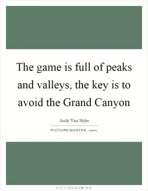 The game is full of peaks and valleys, the key is to avoid the Grand Canyon Picture Quote #1