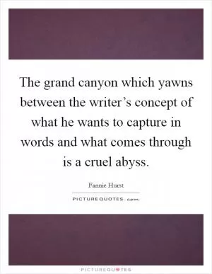 The grand canyon which yawns between the writer’s concept of what he wants to capture in words and what comes through is a cruel abyss Picture Quote #1