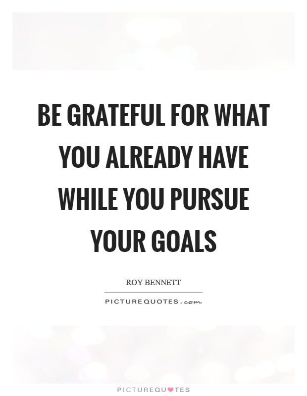 Be grateful for what you already have while you pursue your goals Picture Quote #1