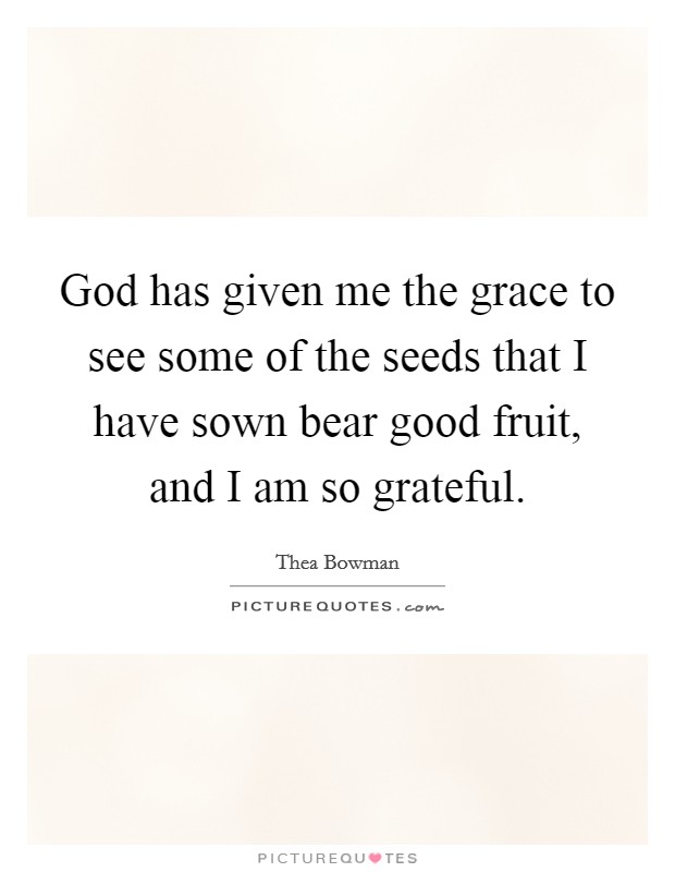 God has given me the grace to see some of the seeds that I have sown bear good fruit, and I am so grateful. Picture Quote #1