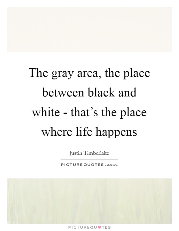 The gray area, the place between black and white - that's the place where life happens Picture Quote #1