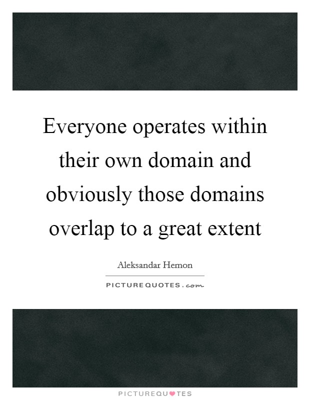 Everyone operates within their own domain and obviously those domains overlap to a great extent Picture Quote #1