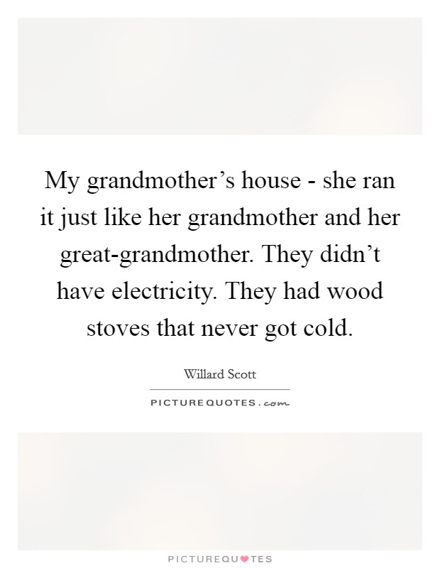 My grandmother's house - she ran it just like her grandmother and her great-grandmother. They didn't have electricity. They had wood stoves that never got cold. Picture Quote #1