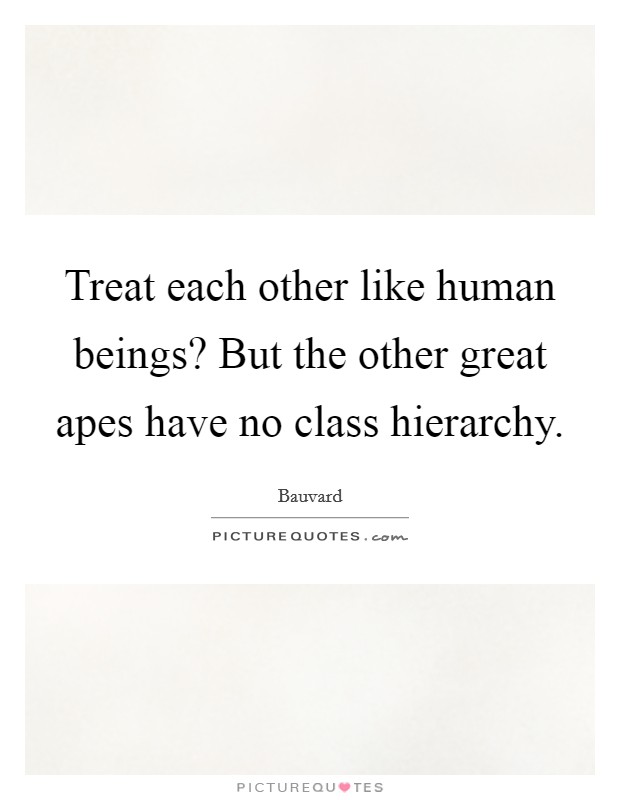 Treat each other like human beings? But the other great apes have no class hierarchy. Picture Quote #1