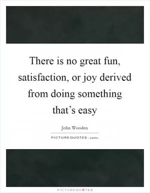 There is no great fun, satisfaction, or joy derived from doing something that’s easy Picture Quote #1