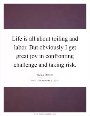 Life is all about toiling and labor. But obviously I get great joy in confronting challenge and taking risk Picture Quote #1