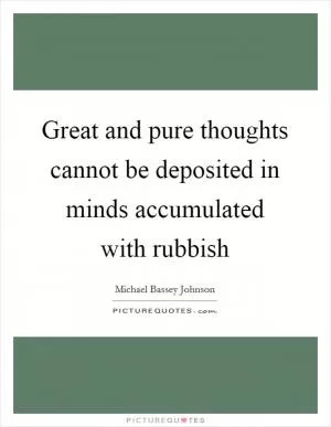Great and pure thoughts cannot be deposited in minds accumulated with rubbish Picture Quote #1