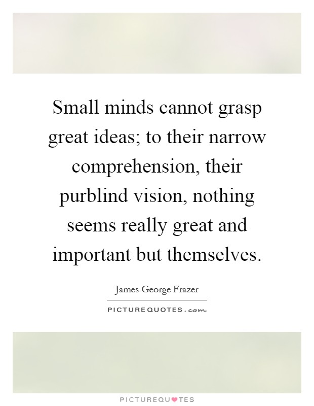 Small minds cannot grasp great ideas; to their narrow comprehension, their purblind vision, nothing seems really great and important but themselves. Picture Quote #1