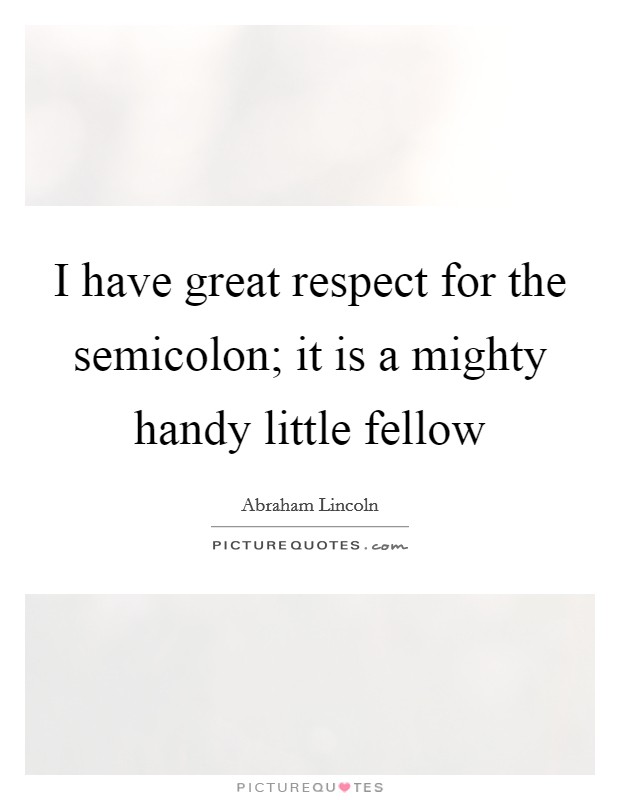 I have great respect for the semicolon; it is a mighty handy little fellow Picture Quote #1