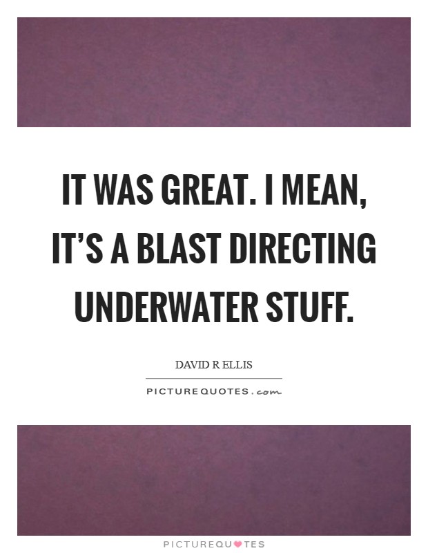 It was great. I mean, it's a blast directing underwater stuff. Picture Quote #1