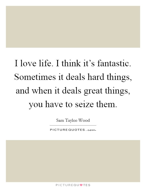 I love life. I think it's fantastic. Sometimes it deals hard things, and when it deals great things, you have to seize them. Picture Quote #1