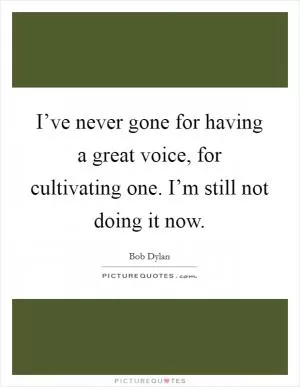 I’ve never gone for having a great voice, for cultivating one. I’m still not doing it now Picture Quote #1
