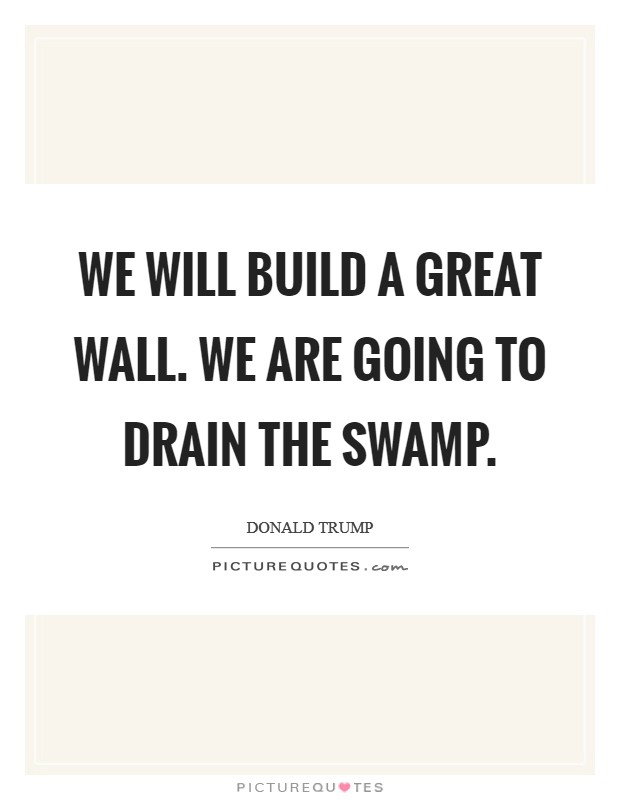 We will build a great wall. We are going to drain the swamp. Picture Quote #1