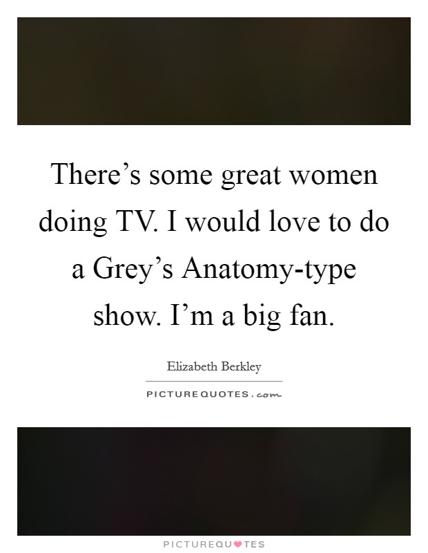 There's some great women doing TV. I would love to do a Grey's Anatomy-type show. I'm a big fan. Picture Quote #1