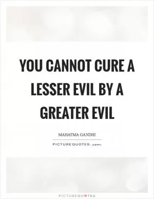You cannot cure a lesser evil by a greater evil Picture Quote #1