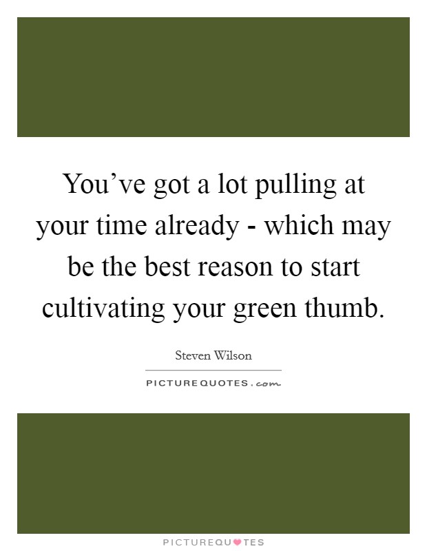 You've got a lot pulling at your time already - which may be the best reason to start cultivating your green thumb. Picture Quote #1