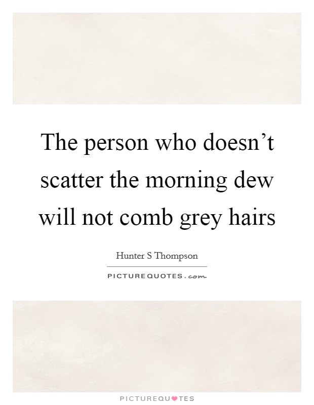 The person who doesn't scatter the morning dew will not comb grey hairs Picture Quote #1