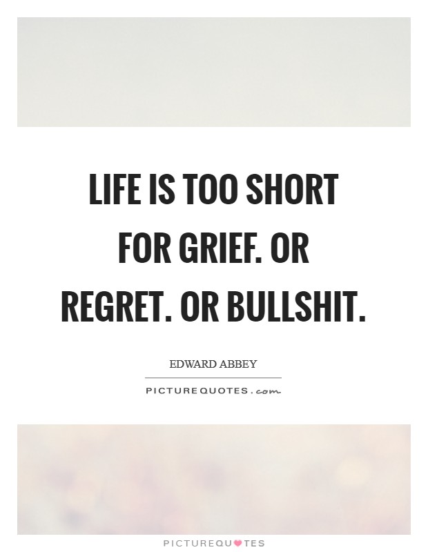 Life is too short for grief. Or regret. Or bullshit. Picture Quote #1