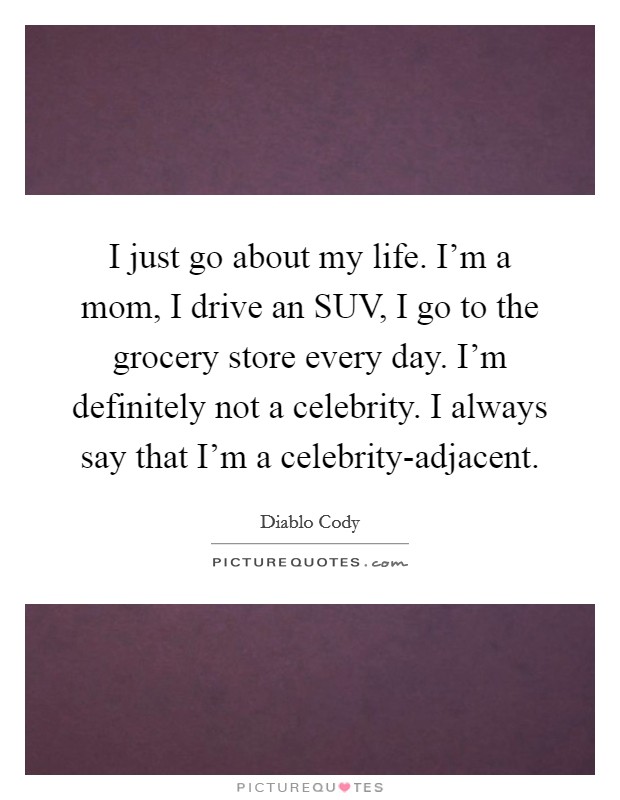 I just go about my life. I'm a mom, I drive an SUV, I go to the grocery store every day. I'm definitely not a celebrity. I always say that I'm a celebrity-adjacent. Picture Quote #1