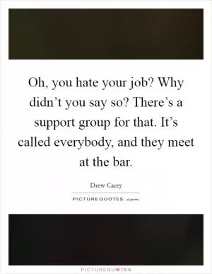 Oh, you hate your job? Why didn’t you say so? There’s a support group for that. It’s called everybody, and they meet at the bar Picture Quote #1