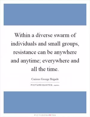 Within a diverse swarm of individuals and small groups, resistance can be anywhere and anytime; everywhere and all the time Picture Quote #1