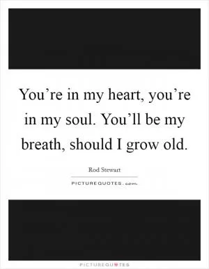 You’re in my heart, you’re in my soul. You’ll be my breath, should I grow old Picture Quote #1