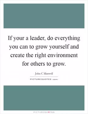 If your a leader, do everything you can to grow yourself and create the right environment for others to grow Picture Quote #1