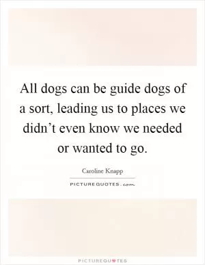 All dogs can be guide dogs of a sort, leading us to places we didn’t even know we needed or wanted to go Picture Quote #1