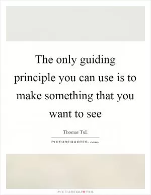 The only guiding principle you can use is to make something that you want to see Picture Quote #1