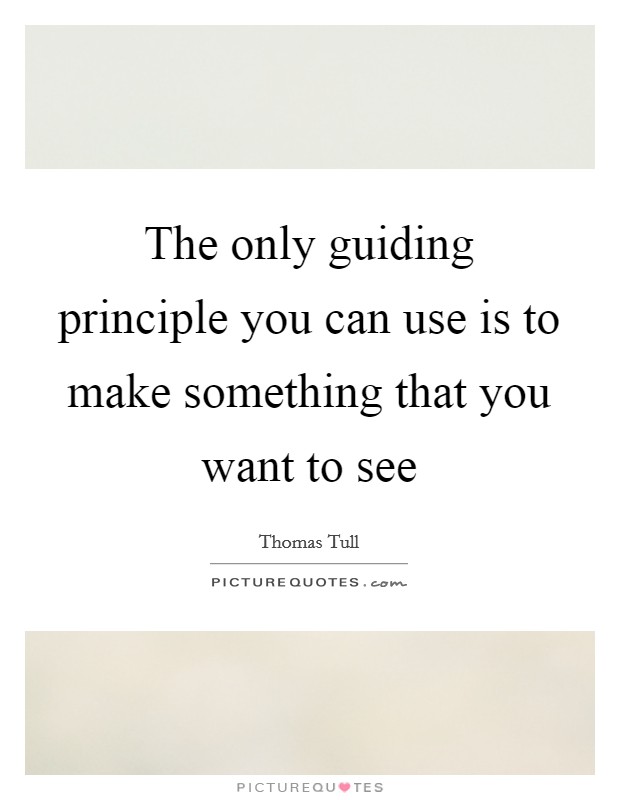 The only guiding principle you can use is to make something that you want to see Picture Quote #1