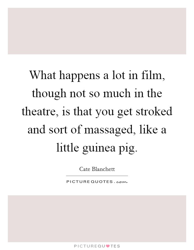 What happens a lot in film, though not so much in the theatre, is that you get stroked and sort of massaged, like a little guinea pig. Picture Quote #1