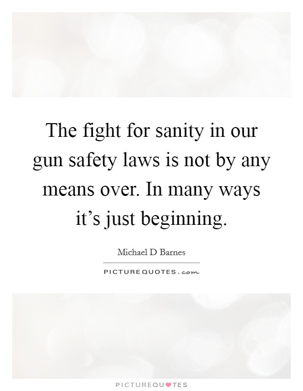 The fight for sanity in our gun safety laws is not by any means over. In many ways it's just beginning. Picture Quote #1