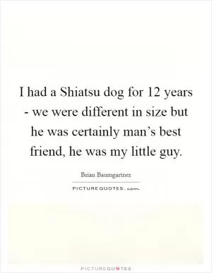 I had a Shiatsu dog for 12 years - we were different in size but he was certainly man’s best friend, he was my little guy Picture Quote #1