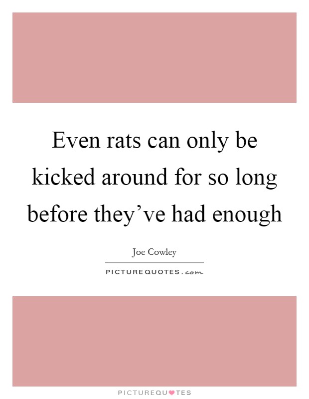 Even rats can only be kicked around for so long before they've had enough Picture Quote #1