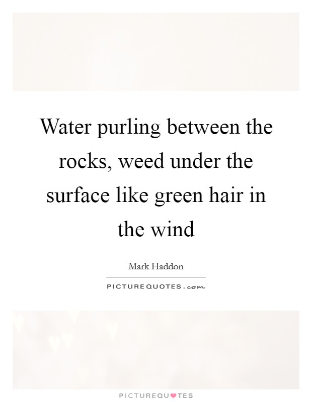 Water purling between the rocks, weed under the surface like green hair in the wind Picture Quote #1