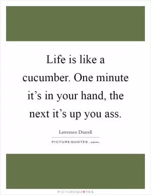 Life is like a cucumber. One minute it’s in your hand, the next it’s up you ass Picture Quote #1