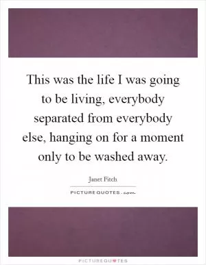 This was the life I was going to be living, everybody separated from everybody else, hanging on for a moment only to be washed away Picture Quote #1